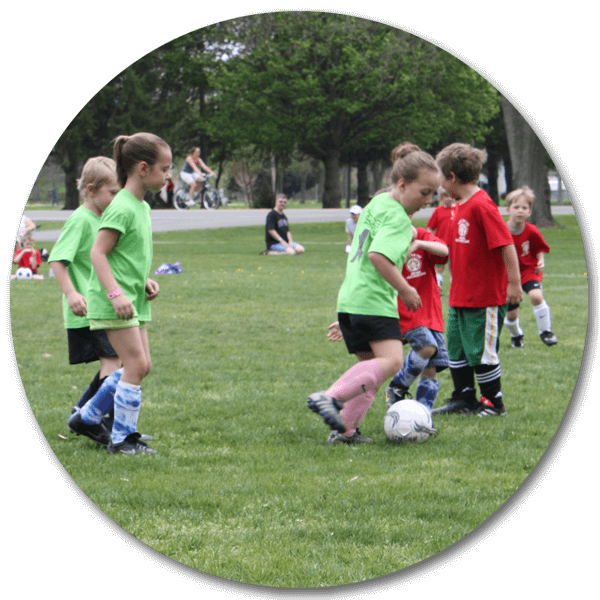 Two players compete for the ball